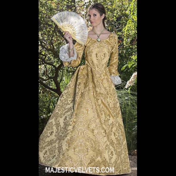 Gelbgold Elizabeth Swann 18. Jh. Kleid Halloween Renaissance Mittelalter Kostüm Kleidung Kleidung. Passend gemacht: Klein bis Plus Größe #5