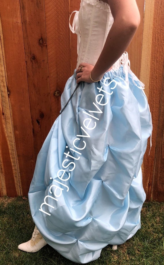 Steampunk Victorian SKIRT ONLY  Baby Blue Metallic Taffeta Bustle Skirt Costume for Cosplay Halloween