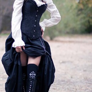 Ready to ship Steampunk Victorian Black Satin Corset with Black Taffeta Bustle Skirt Dress Costume Cosplay image 2