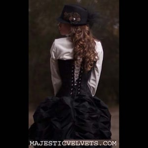 Ready to ship Steampunk Victorian Black Satin Corset with Black Taffeta Bustle Skirt Dress Costume Cosplay image 4