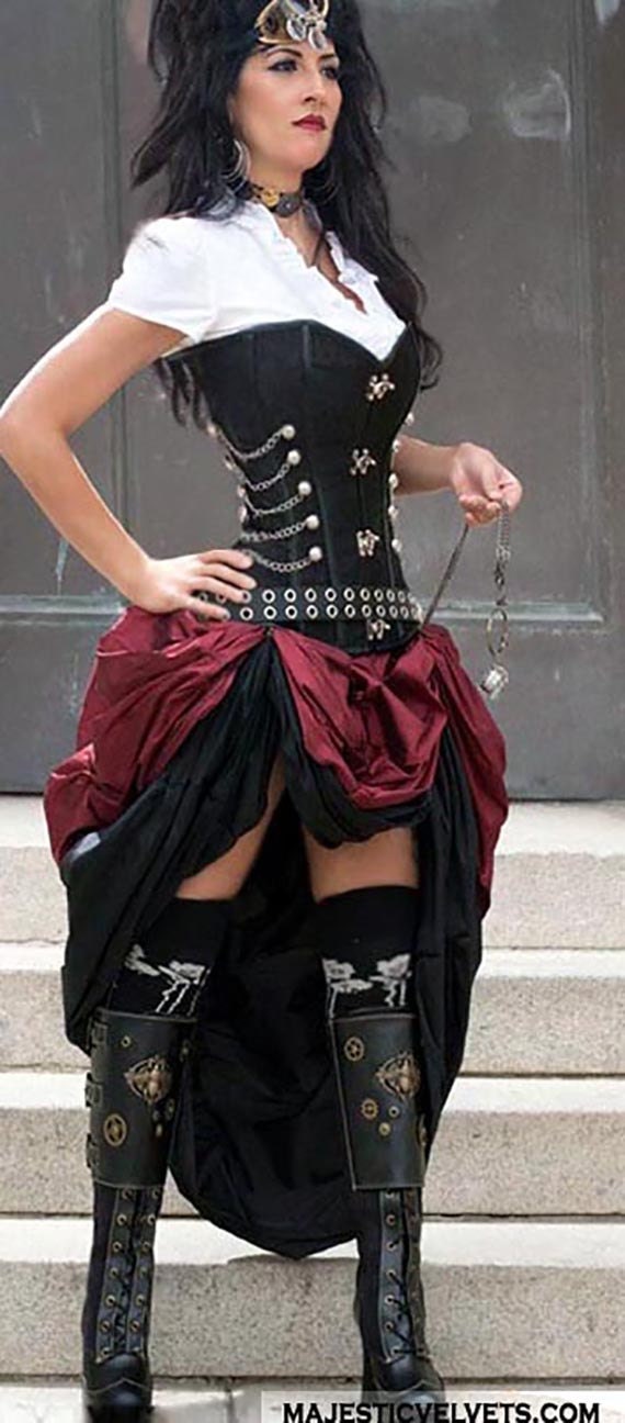 Ready to Ship 3 Pc Steampunk Black Corset W/double Bustle Long Black, Short  Wine Skirts Dress Black Wine Black Victorian Costume Goth -  Canada