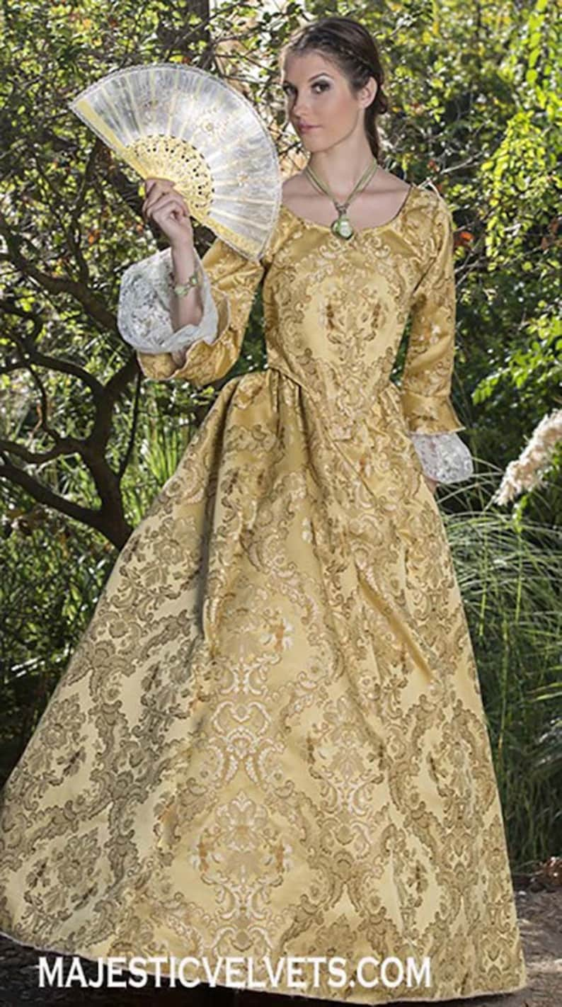 Yellow gold Elizabeth Swann 18th c Dress Halloween Renaissance Medieval Costume Clothes Clothing. Made to fit: Small to Plus Size 5 image 4