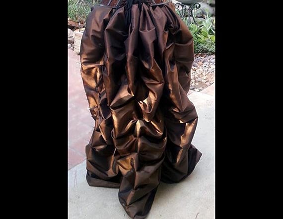 Ready to ship SKIRT ONLY Steampunk Victorian Taffeta Bustle Skirt Costume for Cosplay Halloween Brown Black or Wine