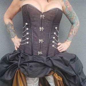 Steampunk Brown Corset w/ BROWN Bustle Skirt Victorian Cosplay Costume Dress Goth image 6