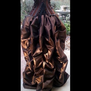 3 pc Steampunk Victorian Brown Corset & Double Bustle, long brown, short black skirts, costume, cosplay goth clothes clothing halloween image 4