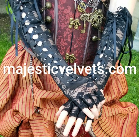 Copper & Red Striped Steampunk Victorian Bustle Skirt Costume for Women