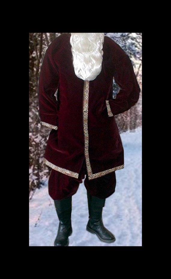 Old World Santa Suit Wine Super Soft Velvet Santa Claus jacket coat Renaissance Historical