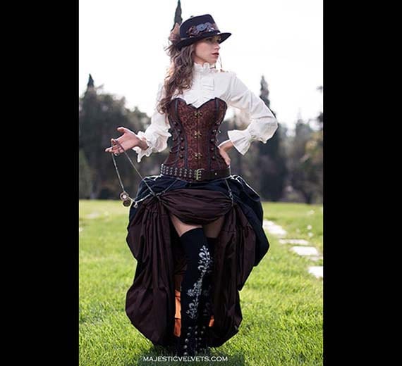 Renaissance Lace Up Steampunk Vintage Boned Bustier Corset Top with Ga –  Charmian Corset