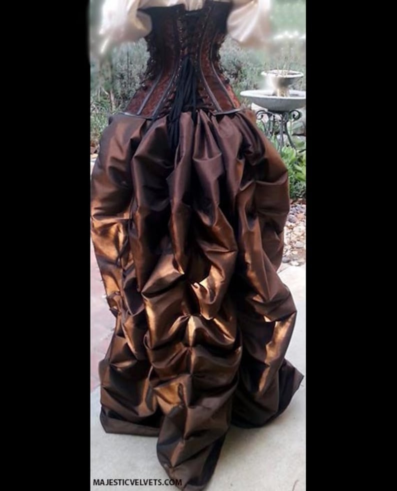 Steampunk Brown Corset w/ BROWN Bustle Skirt Victorian Cosplay Costume Dress Goth image 3