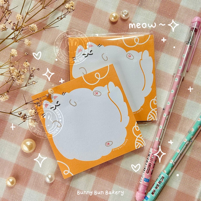 Cute Kitty Cat Sticky Notes | Aesthetic Memo Pads (50 Pages) - Etsy
