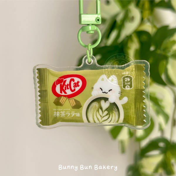 KitCat Shaker Keychain | acrylic fidget stress relief | cute cat strawberry matcha snack nostalgic japanese | gift for her