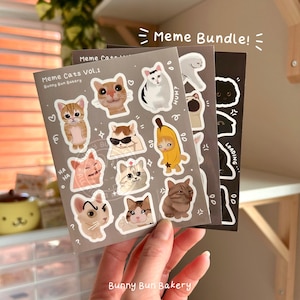 3 modèles de feuilles d'autocollants chats | Autocollants en vinyle brillant | Déco de skateboard, bouteille d'eau pour ordinateur portable journal quotidien scrapbooking | Mignon kawaii drôle