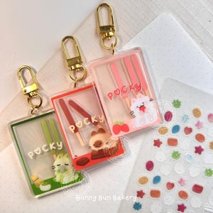 Pocky Snack Katze Acryl Shaker Schlüsselanhänger | Japanisches Kawaii