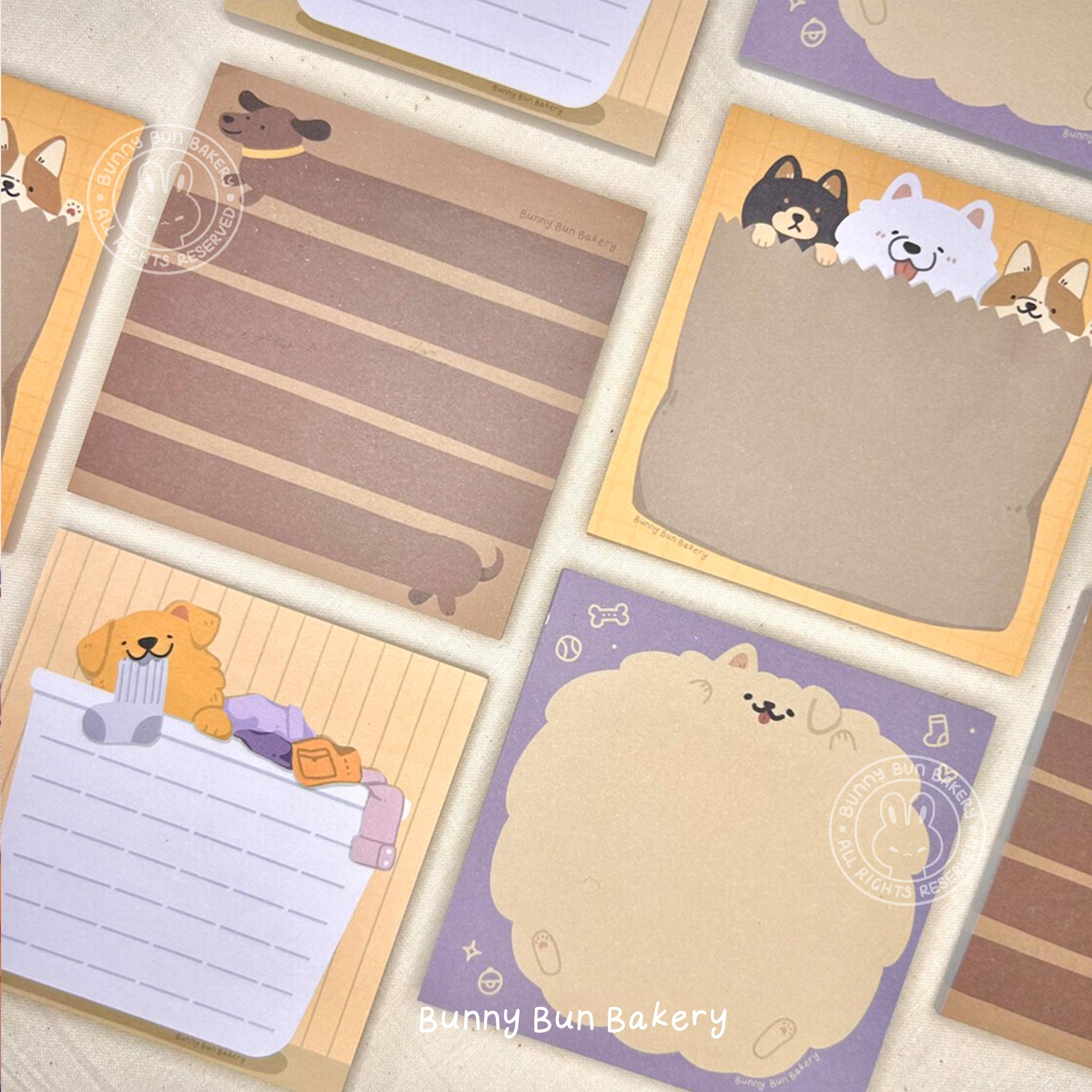 Silly Puppy Dog Sticky Notes Pads | 50 pages 3x3 inch | cute aesthetic grocery laundry long dog floofy dog | teacher student birthday