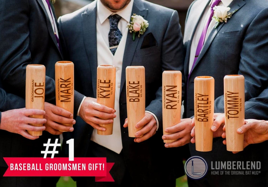 Customizable Baseball Bat Mugs 1 Groomsmen Gift Idea image 1