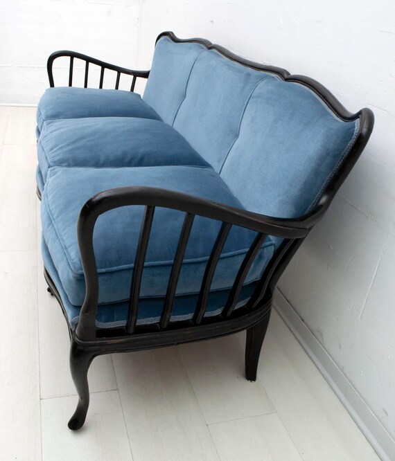 Paolo Buffa Mid-Century Modern Italian Velvet Sofa, 1950s