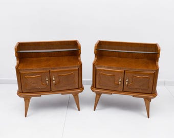 Pair of Mid-Century Modern Italian Ashwood Nightstands, 1950s