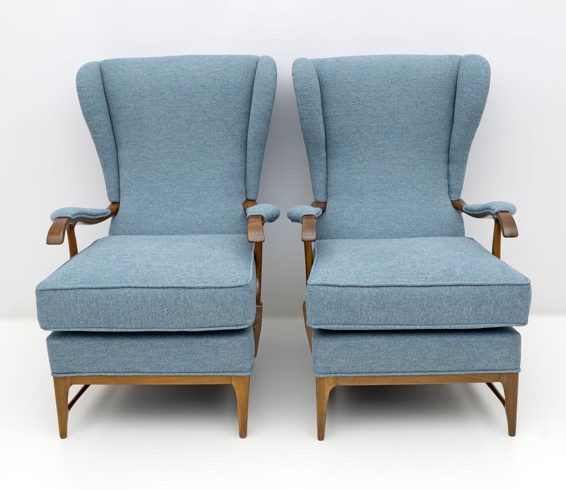Pair of Paolo Buffa Mid-Century Modern Italian Bouclè Armchairs by Framar, 1950s, foto 3 de 5