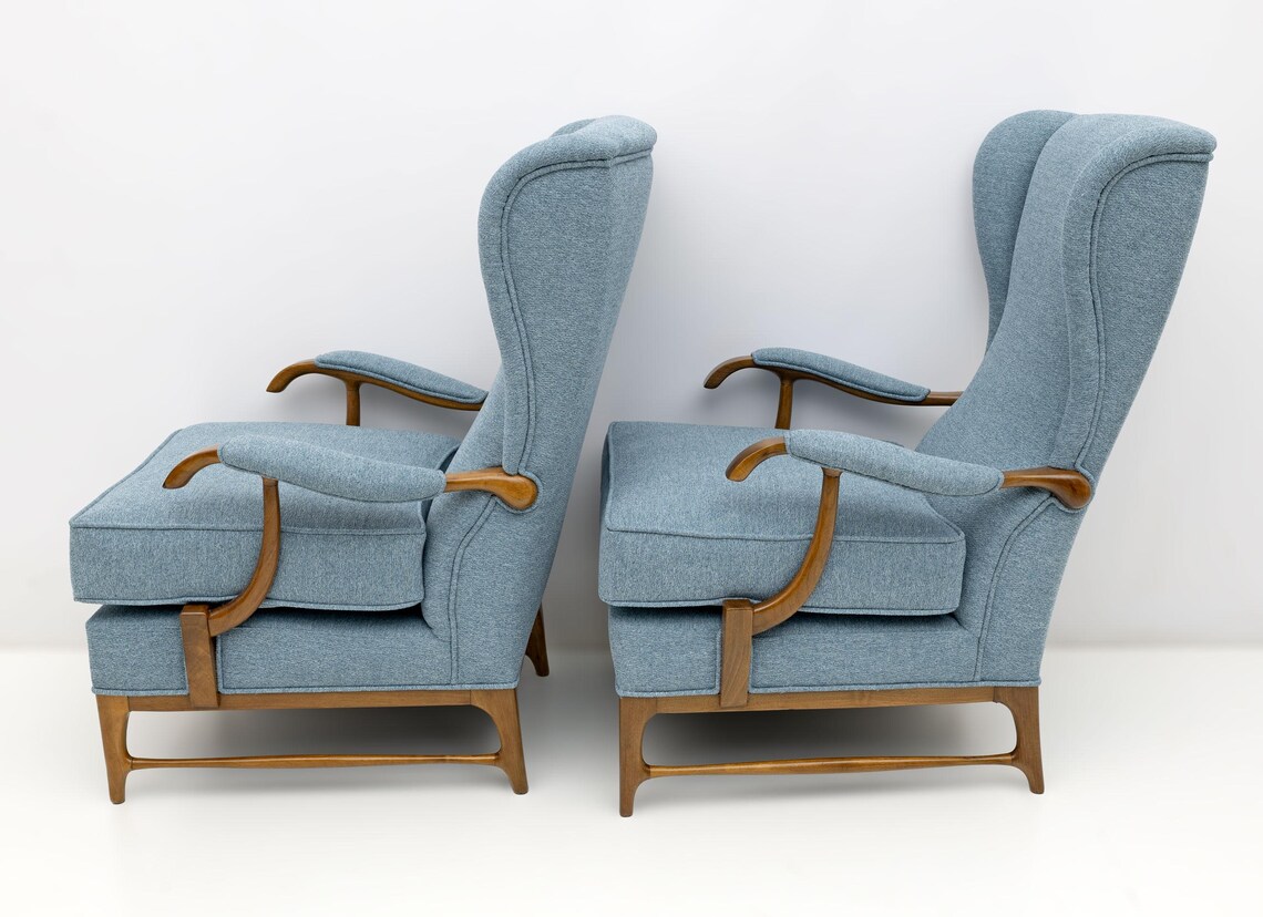 Pair of Paolo Buffa Mid-Century Modern Italian Bouclè Armchairs by Framar, 1950s, foto 4 de 5