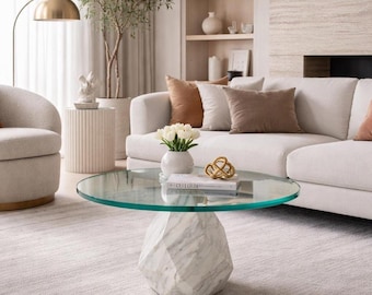 Mid Century Modern Italian Carrara Marble Coffee Table, 1970s, Two Available
