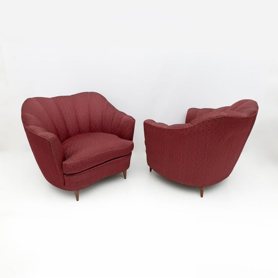 Pair of Gio Ponti Mid-Century Modern Velvet Armchairs for Casa e Giardino, 1950s