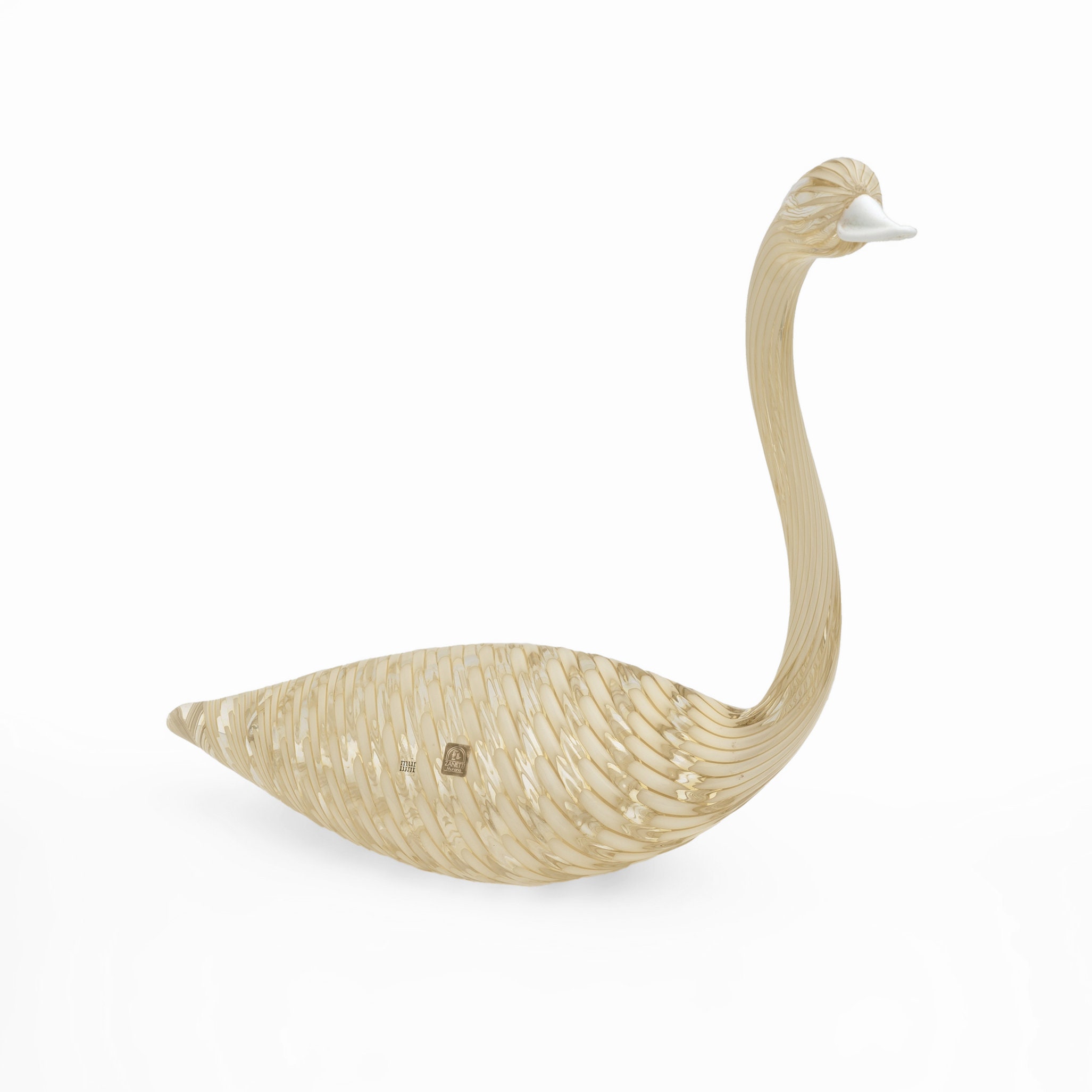 工芸品 Vintage Murano Glass Licio Zanetti Swan Murano Blown Glass Swan by Licio Zanetti - Murano - Mid Last