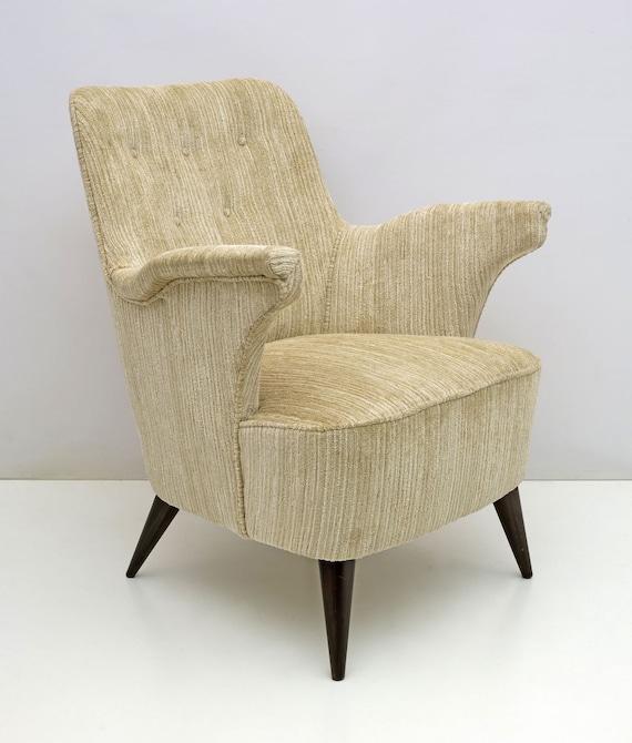 Nino Zoncada Mid Century Modern Chenille-Velvet Armchair By Cassina, 50s