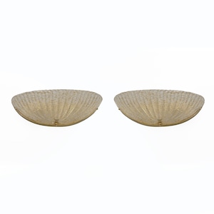 Pair of Barovier Style Mid Century Modern Murano Glass Shell Sconces