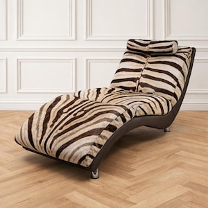 Italienische Chaiselongue aus Rindsleder mit Zebramuster, 1980er Jahre