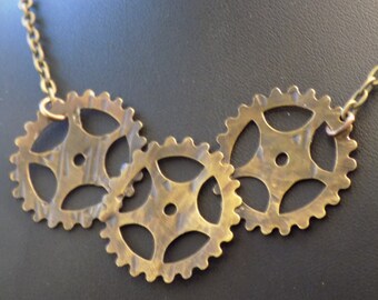 Steampunk Brass Gears Necklace