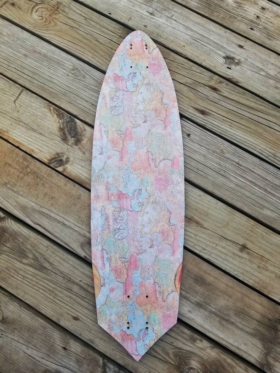 Custom Decorative Vintage World Map Skateboard Pennyboard Etsy