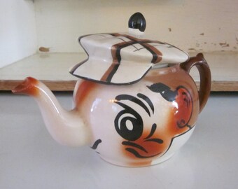 Wade China Andy Capp figural teapot whimsical character teapot 1950s comic strip teapot