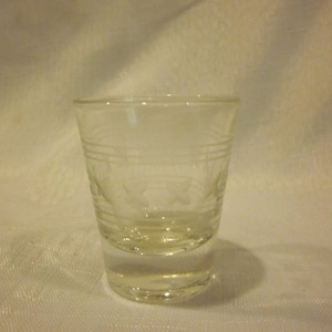 Vintage etched shot glass vintage barware etched shot glass shots