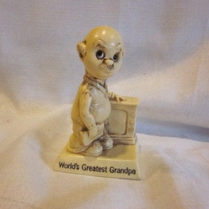 R & W Beeren Sammler Figur Sillisculpt "World es Greatest Opa" 1975 Russ Berrie Figur