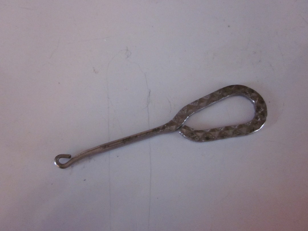 Vintage Metal Button Hook Shoe Button Hook Hammered Metal Vintage Hook