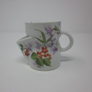 White shaving mug with scuttle vintage shaving mug and scuttle hand painted flowers vintage bath decor vintage mens grooming