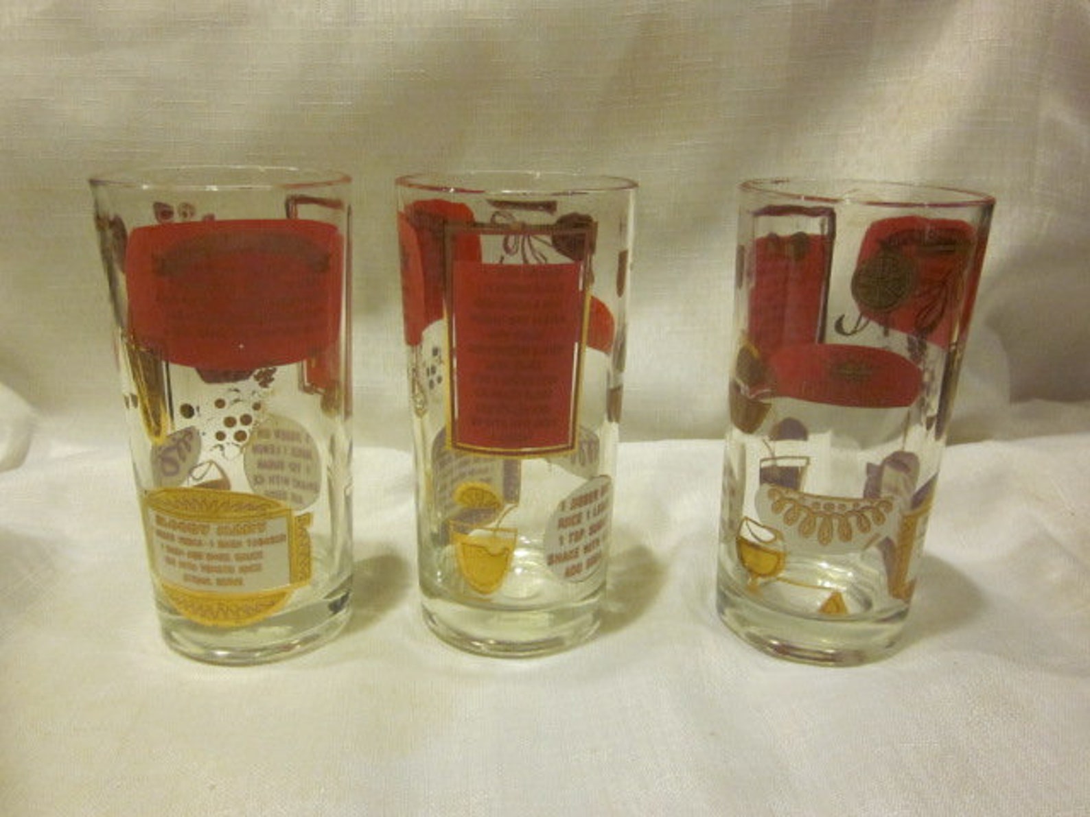 Mid Century Modern Cocktail Glasses With Recipes Set of 3 - Etsy