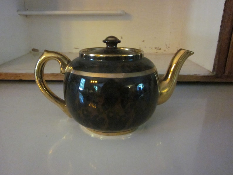 Brown and gold Burslem Sudlow brown betty teapot vintage teapot England