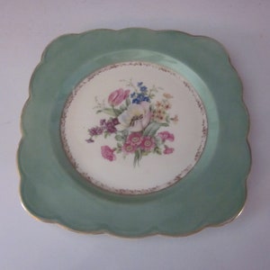 Royal Bayreuth 8,5 pollici piatto quadrato floreale verde banda vintage Royal Bayreuth porcellana piatto dessert piatto pranzo piatto
