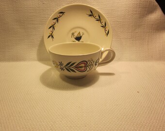Homer Laughlin Rhythm, American Provincial teacup and saucer