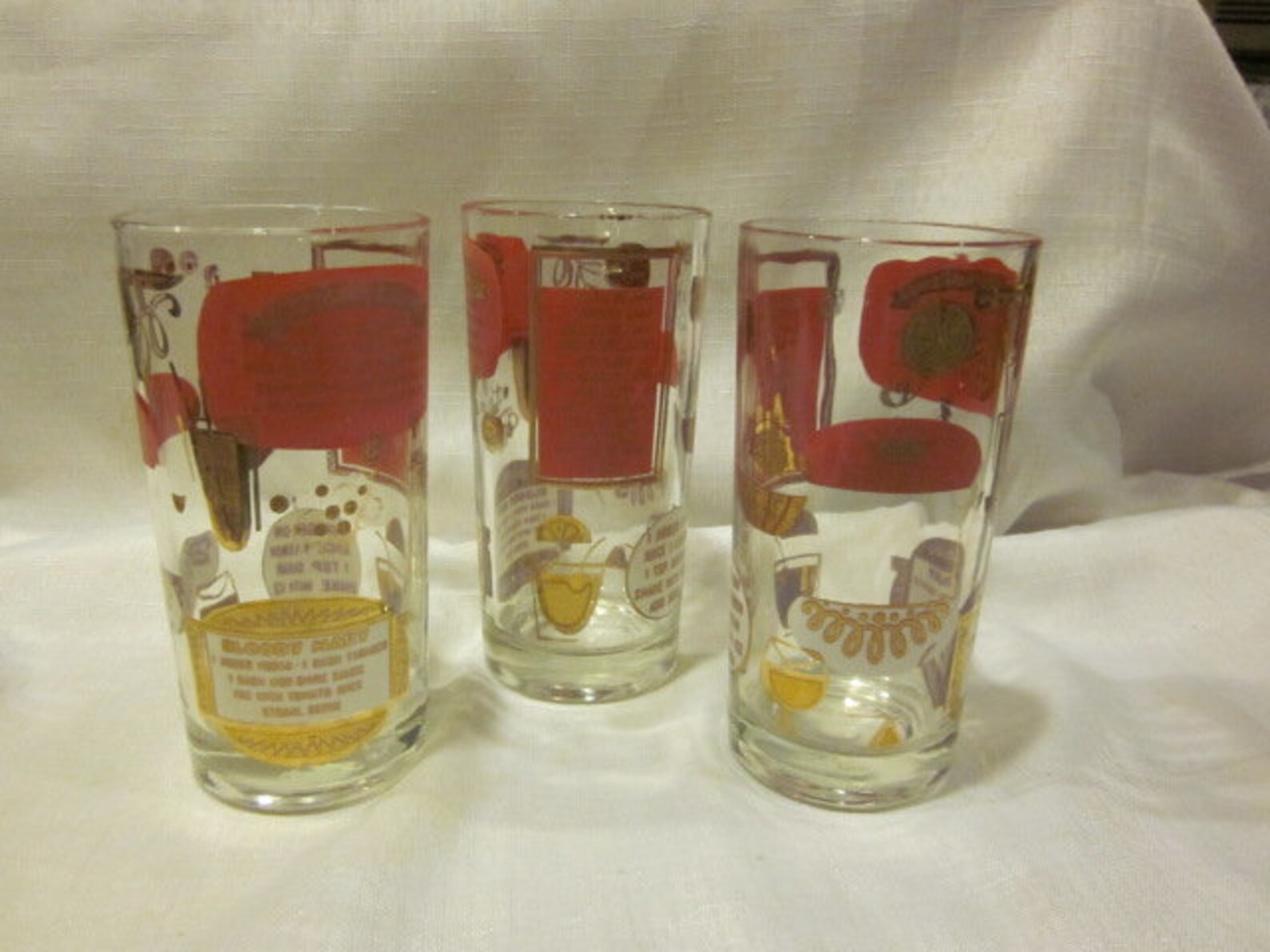 Mid Century Modern Cocktail Glasses With Recipes Set of 3 - Etsy