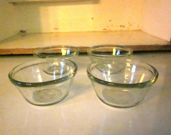 Vintage Anchor Hocking Custard Cups, Set of 4 Clear Glass Ramekins