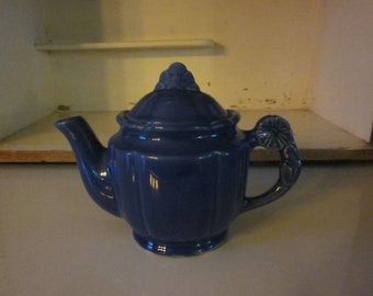 Shawnee Pottery blue rosette teapot vintage Shawnee Pottery blue teapot US teapot made in America made in USA