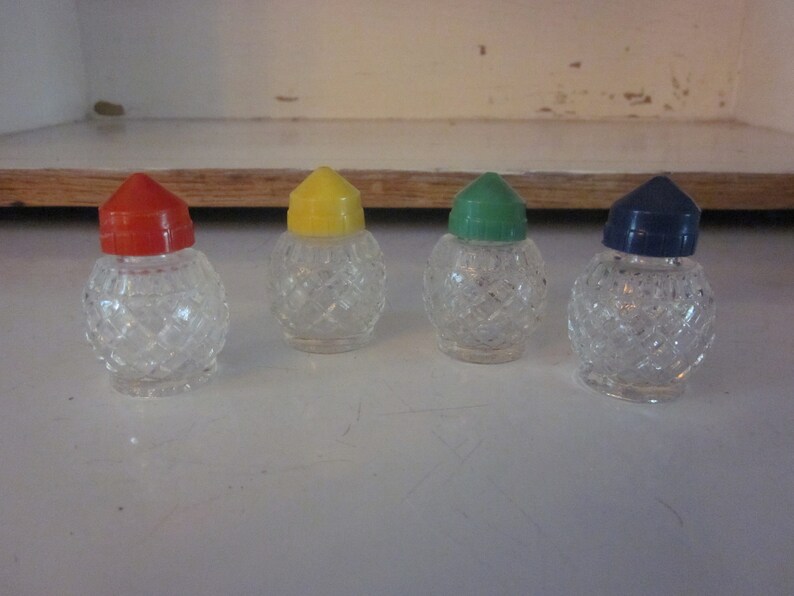 Cut glass mini salt and pepper shakers set of 4 vintage mini Etsy