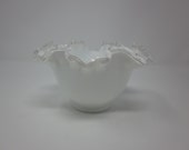 Milk glass silvercrest milk glass bowl milk glass candy nut dish collectible glass