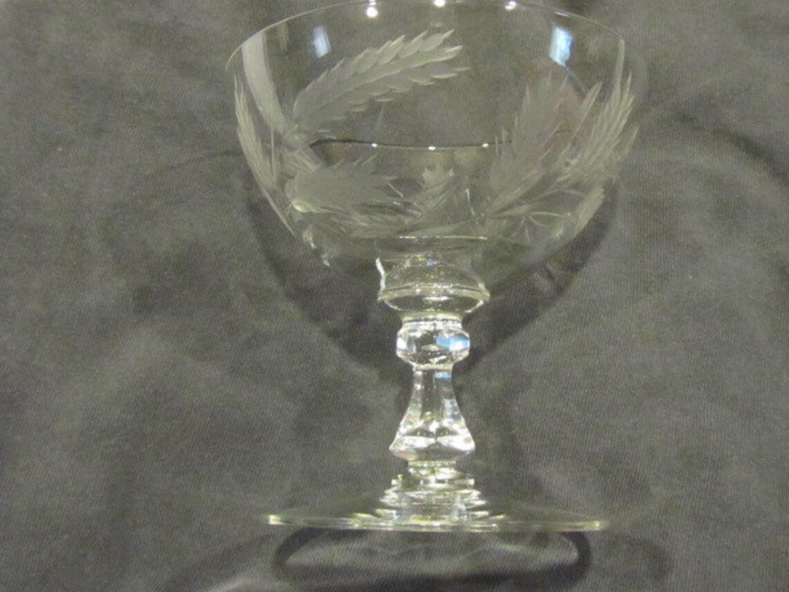 Vintage Etched Glass Goblets Etsy