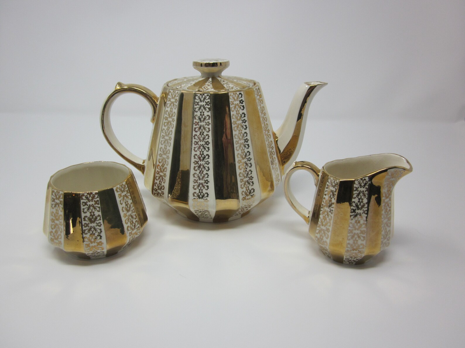 Sadler Tea Set Gold and White Sadler Teapot Creamer Open Etsy