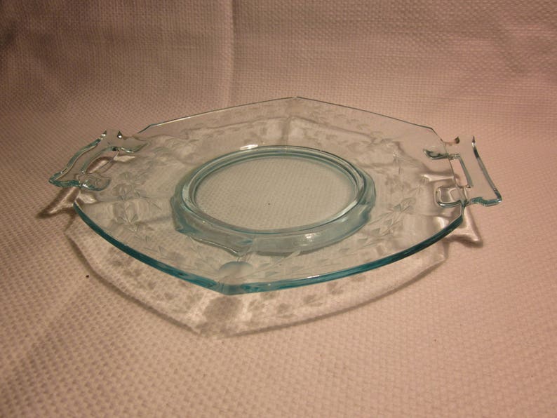 Vintage Etched Glass 2 Handled Plate or Tidbit Tray Etsy
