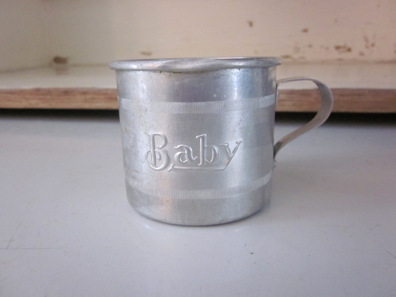 Vintage Baby Cup Embossed Aluminum Tin Baby Cup Baby Shower Etsy