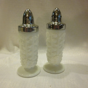 Vintage Westmoreland Paneled Grape salt and pepper shakers vintage milk glass shakers Westmoreland glass